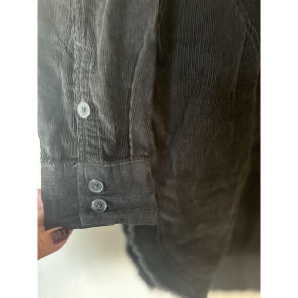 $65 Offline Aerie Quarter Zip Corduroy Shacket Pullover Black XS NWT FITS LARGE - Picture 7 of 8